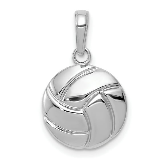 14K White Gold Polished Domed Volleyball Pendant K5433W