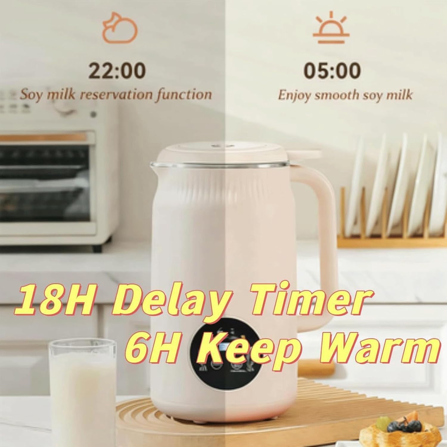 The 8-in-1 Multifunction Nut Milk & Juice Maker, 41oz Nutmilk Maker Blender, Automatic Soybean Oat Machine with Delay Start/Keep Warm/Boil Water, BPA-Free, Self-Cleaning