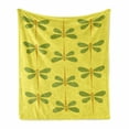 thumbnail image 1 of Dragonfly Soft Flannel Fleece Throw Blanket, Repetitive Nature Themed Pattern of Colorful Winged Insects Print, Cozy Plush for Indoor and Outdoor Use, 50" x 60", Yellow Orange and Green, by Ambesonne, 1 of 5