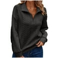 thumbnail image 2 of Heisall Womens Sweatshirts Long Sleeve V Neck Zip Up Solid Color Embossed Casual Knit Pullover, 2 of 8