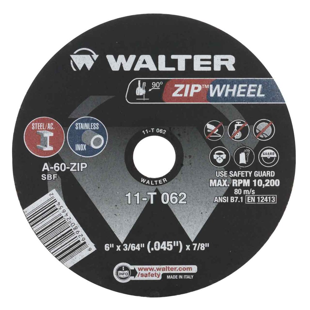 Walter 11T062 6x3/64x7/8 ZIP WHEEL High Performance CutOff Wheels Type