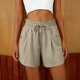 thumbnail image 4 of Sentmoon Ladies Shorts Drawstring High Elastic Waist Swim Shorts Women Stretchy Solid Color Regular Fit Womens Running Shorts with Pockets Casual for Work and Weekend Beach Must Haves S-3XL, 4 of 6