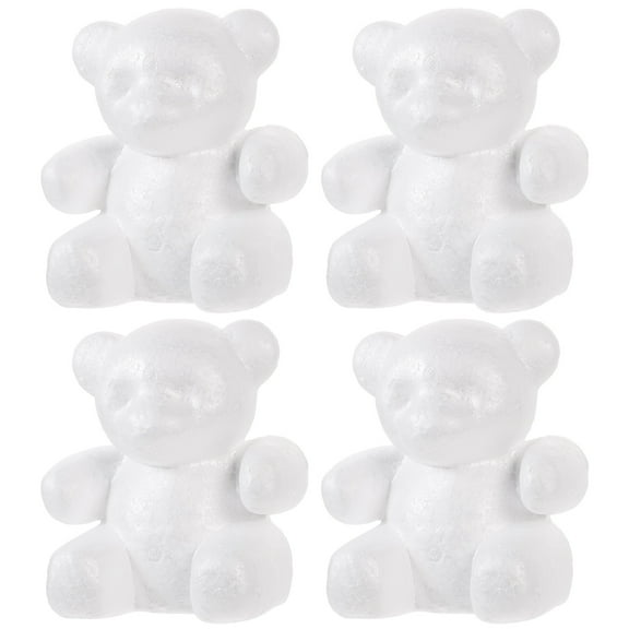 HEATSHAKING 4Pcs White Bear Shape Sculptures Foam DIY Arts Decoration For Art Projects And Kids 10.5X10X15in
