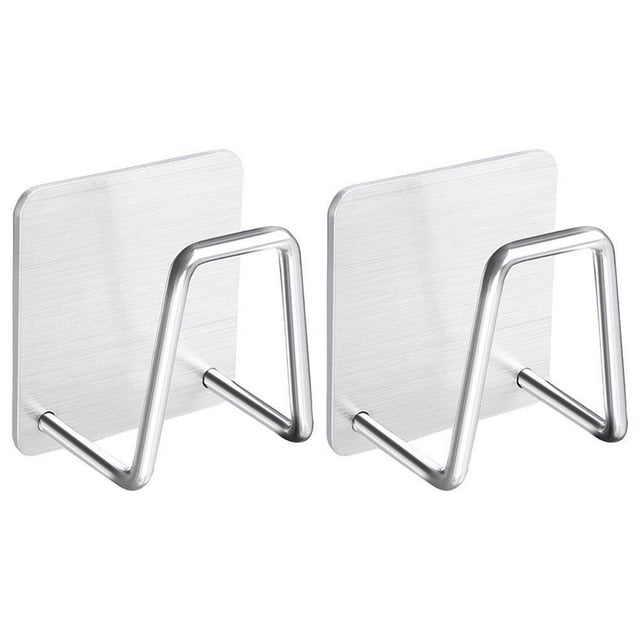 serony 2 Pcs Stainless Steel Sink Sponges Holder Soap Drain Storage Rack Kitchen Bathroom Organizers Shelf Hooks