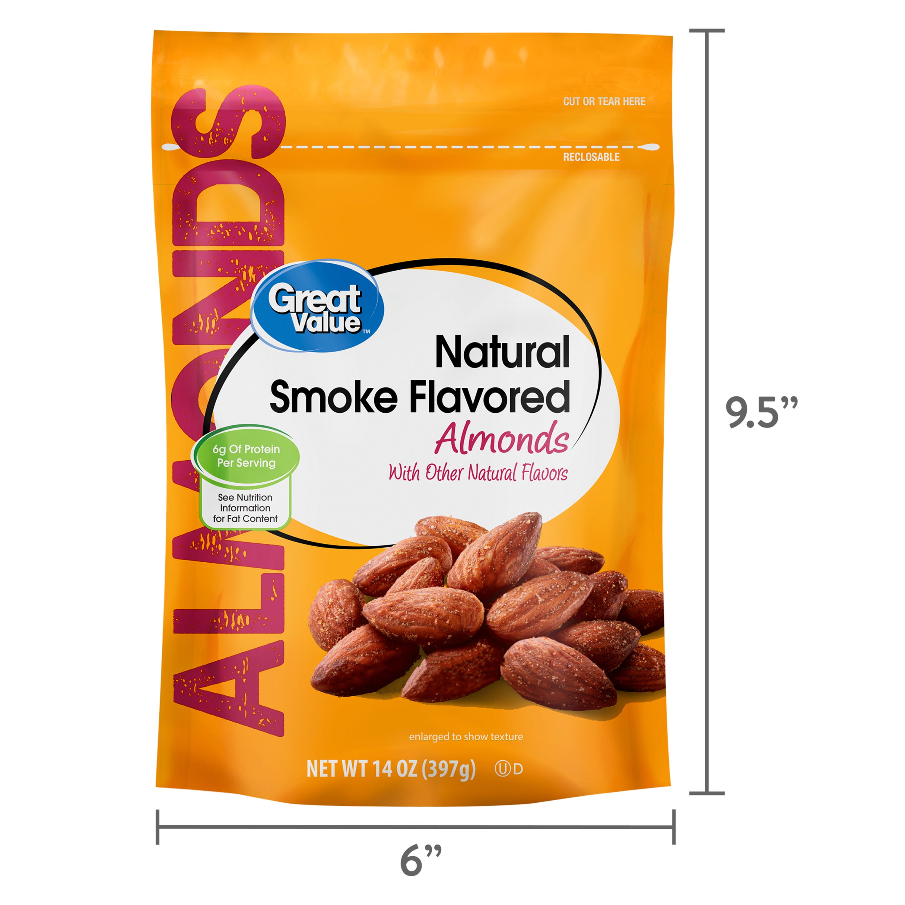 Great Value Natural Smoke Flavored Almonds, 14 oz