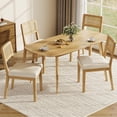 thumbnail image 2 of TacleeKii 4 Pack Rattan Dining Chairs, Armless Kitchen Side Chairs with Padded Seat, for Dining Room, Natural, 2 of 6