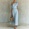 thumbnail image 2 of ZHOGXU Womens Summer Dresses Sleeveless One Shoulder Polka Dot Print Comfortable Elegant Dress For Casual And Formal Occasions,Blue,Xl, 2 of 4