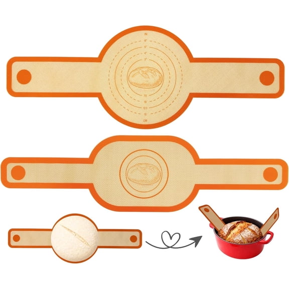 Sourdough Silicone Bread Sling Dutch Oven Silicone Sourdough Baking Sling Bread Lifter for Dutch Oven 2 Pcs (Oval and Round)