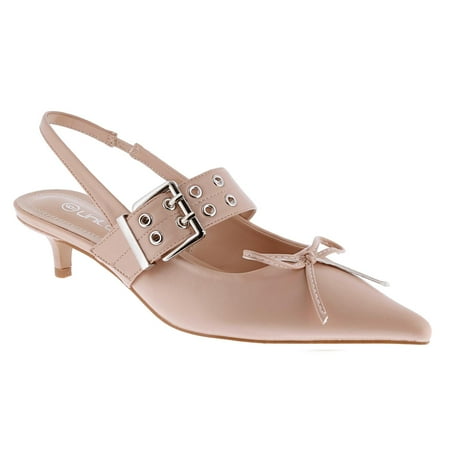 Order-106 Women s low kitten heel loop design slingback ankle strap high heel pointed toe comfortable formal party wedding dress shoes Fashion Classic Walking Shoes Heeled Footwear Classy Elegant