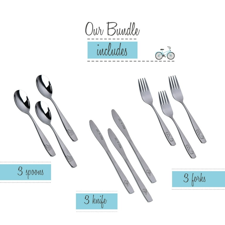  Kids Silverware Set Toddler Utensils 18/8 Stainless Steel 4PCS  Fork Spoon and Knife Cutlery Child Flatware for Age 3+ : Baby