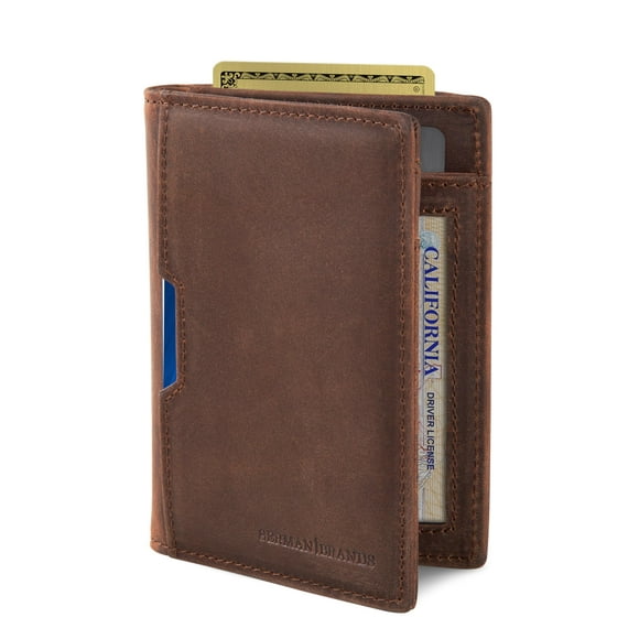 Cartera SERMAN BRANDS, delgada, de piel con bloqueo RFID, para hombre