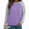thumbnail image 6 of Enjoytime Women Sweatshirt Patchwork Long Sleeve Pullover Tops Fall Winter Fleece Casual Crew Neck Sweatshirts with Pockets, 6 of 7