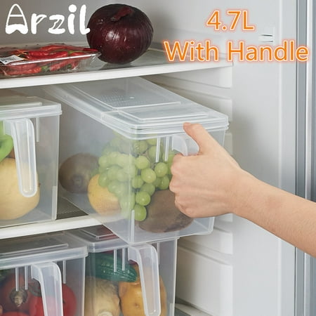 4.7L Clear Organizer Storage Bin with Handle Idear for Freezer Refrigerators, Cabinets & Food Pantry Kitchen Crisper Sealed Food Fruit Vegetable Wide Storage Bin Box + (Best Vegetables To Grow In Containers)