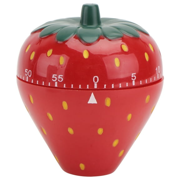 Juxtarea Kid Strawberry Timer Red Plastic Outside Metal Inside Mini Egg Timer for Baking Home Decor