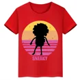 thumbnail image 5 of Camiseta de algodón roja de manga corta de verano para niños y niñas con estampado de cabeza grande de Sasquatch furtivo, 5 of 5