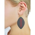 thumbnail image 2 of Women's Game Day Football Shaped Two Tone Faux Leather Dangle Pierced Earrings, Gray/Red, 2 of 2