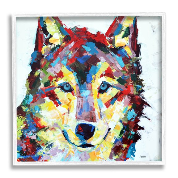 Urban Style Wolf Abstract Animals & Insects Painting White Framed Art Print Wall Art