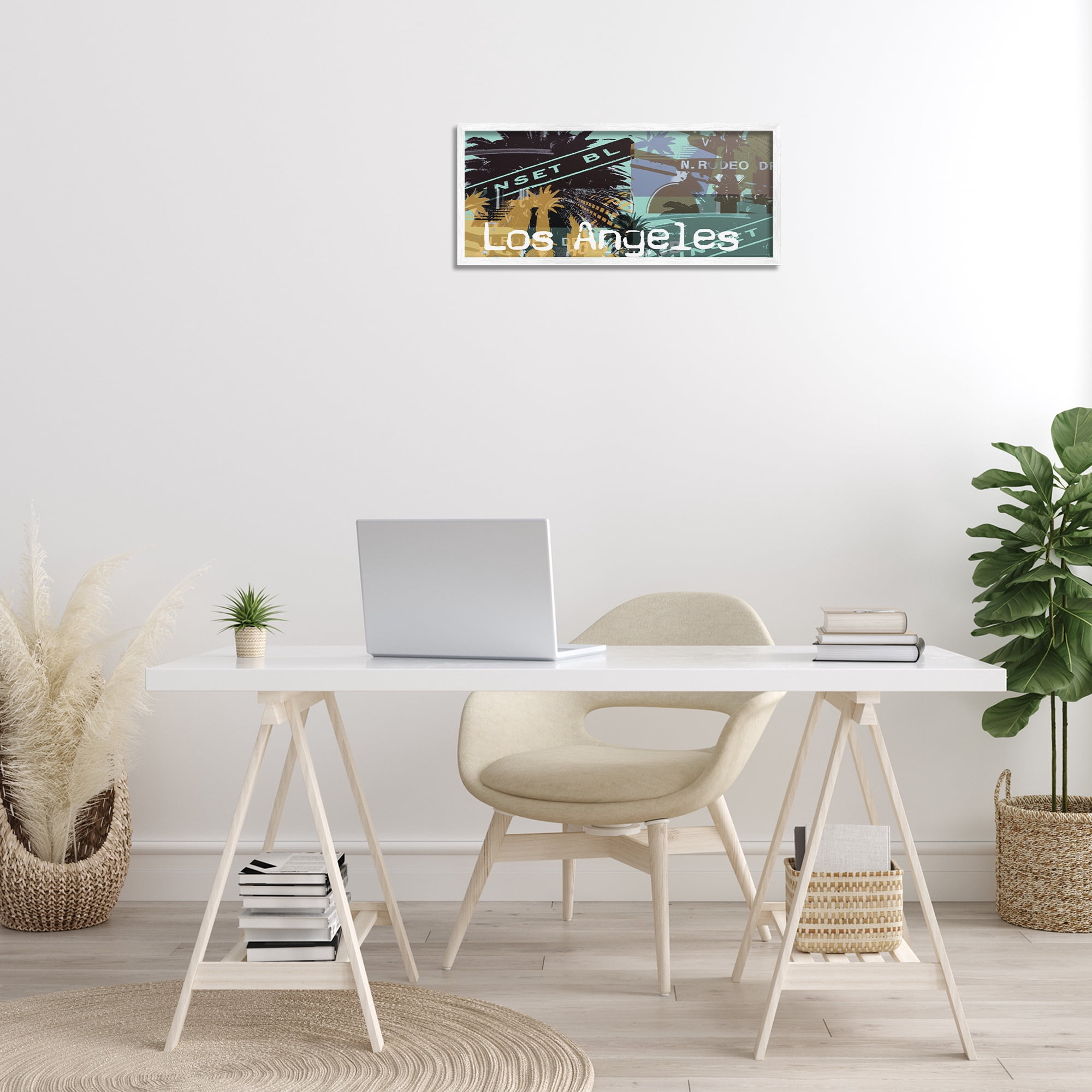 Stupell Industries Los Angeles Travel Collage Town & City Painting White Framed Art Print Wall Art, 24 x 10