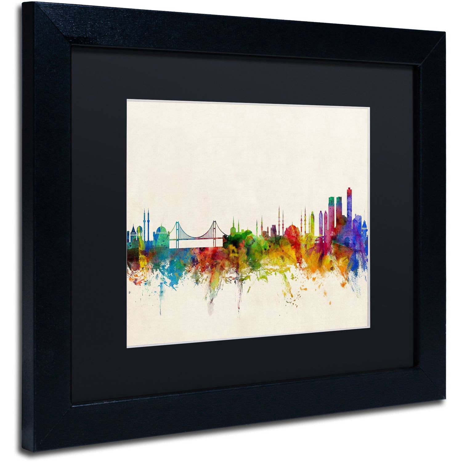 Trademark Fine Art 'Istanbul Turkey Skyline' Canvas Art by Michael Tompsett, Black Matte, Black Frame