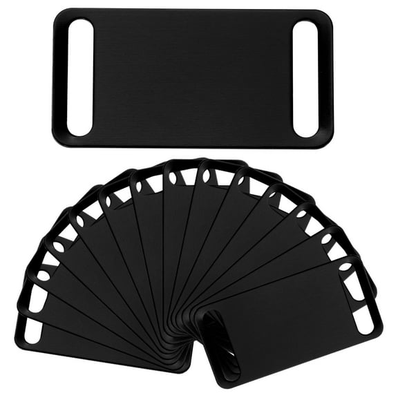 Uxcell 30 Pcs Anodized Aluminum Blank Tags 45 mm Sided Pet ID Stamping Tags, Black