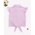 thumbnail image 5 of Yesfashion Girls Sleeveless Plaid Button Down Shirt Summer Crop Tops Tie Knot Ruffle Sleeve Shirt Blouse 3-12Y, 5 of 8