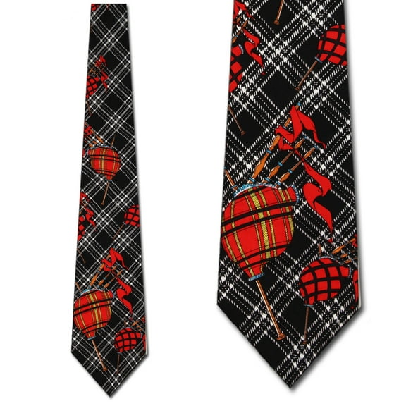 Bagpipes on Plaid Necktie Mens Tie