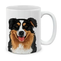 WIRESTER 11 Oz Ceramic Tea Cup Coffee Mug, Black Aussie Australian Shepherd Dog