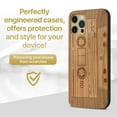 thumbnail image 2 of Case Yard Wooden Case Outside Soft TPU Silicone, Slim Fit Shockproof Wood Protective Phone Cover for Girls Boys Men and Women, Supports Wireless Charging Cassette Design case for iPhone-12-Pro-Max, 2 of 7