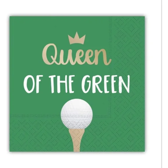 Queen Of The Green Funny Cocktail Napkins, Golf Themed Beverage Napkins