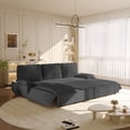 thumbnail image 3 of 94" Corduroy Convertible Sofa Bed, Adjustable Fabric Pull-Out Sleeper Sofa with Sponge Padding, Queen Size Fabric Pull-Out Sofa Bed with Sturdy Frame for Living Room and Lounge, Grey, 3 of 6