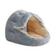 thumbnail image 2 of Cama para gatos, cueva cubierta, cálida, con cortina para puerta, para conejos azul, 2 of 9