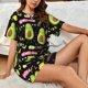 thumbnail image 4 of Balery Avocado Work Out Conjunto de Pijama para Mujer con Estampado, Dos Piezas de Manga Corta y Shorts, Ropa de Dormir Suave con Cuello Redondo y Bolsillos-3X-Large, 4 of 6