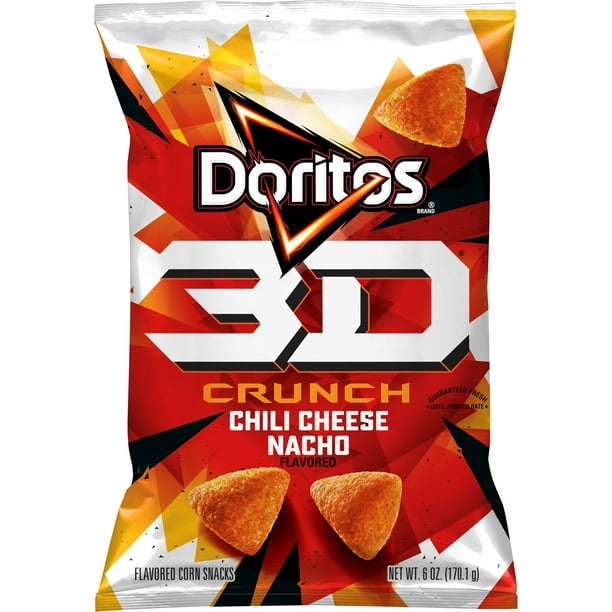 Doritos 3D Crunch Chili Cheese Nacho Flavored Corn Snacks, 6 oz