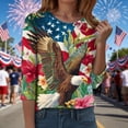 thumbnail image 4 of UngA American 250 Anniversary Shirt Womens 3/4 Sleeve American Flag T-Shirts Crew Neck 4th of July Summer Graphic Tee Tops (Wine,S), 4 of 8