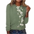 thumbnail image 4 of Josdec Women's Floral Print Long Sleeve Shirts Round Neck Casual Basic Tee Dressy Stretch All Season Loose Blouse Tops S-5XL, 4 of 7