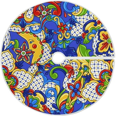 ZHANZZK Talavera Xmas Christmas Tree Skirt Stand Mat for Holiday Party Decoration Indoor Outdoor 36 inches