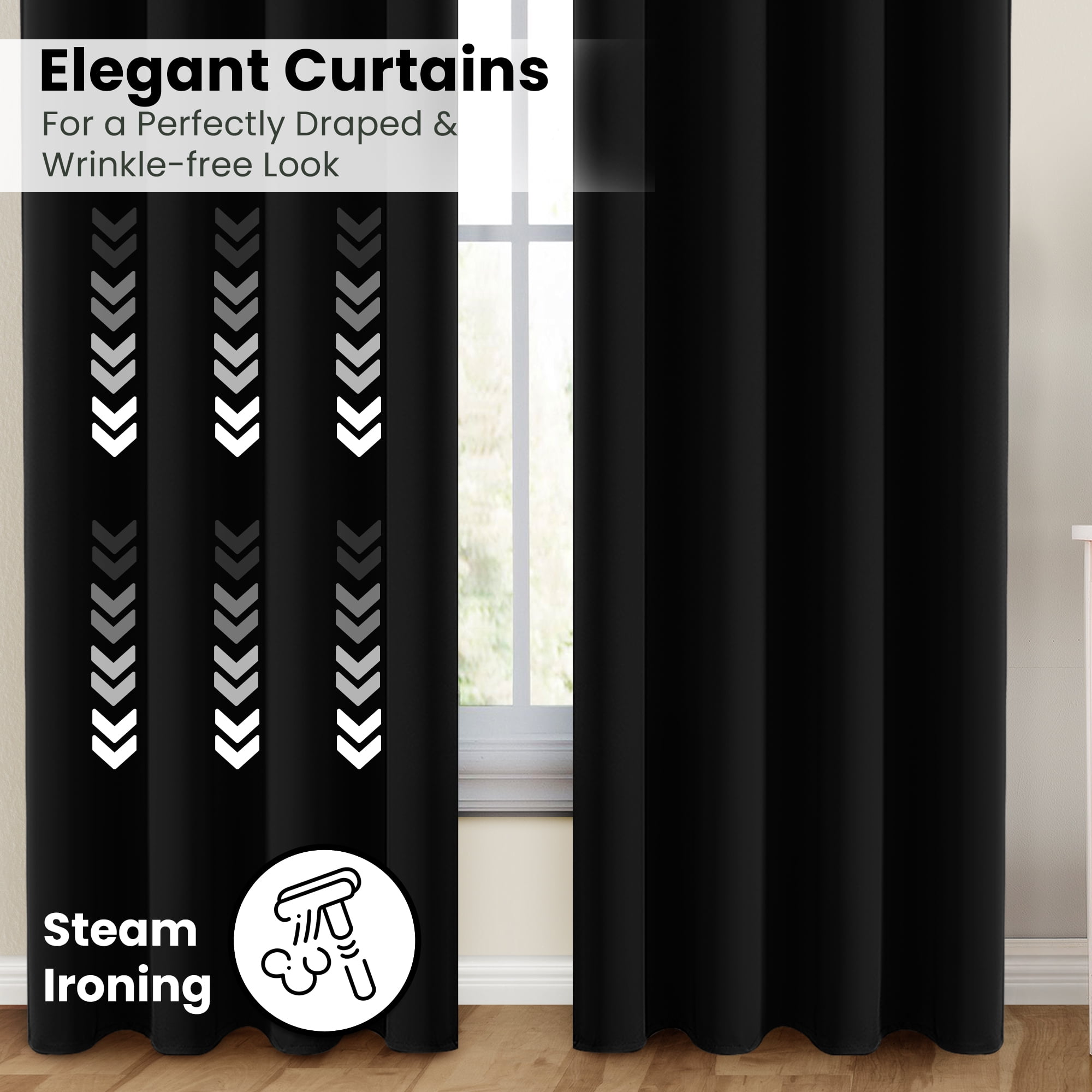 Lux Decor Collection Blackout Curtains for Living Room, Set of 2 Curtains for Bed Room , Thermal Insulated Blackout Curtains - 42"x84" - Black