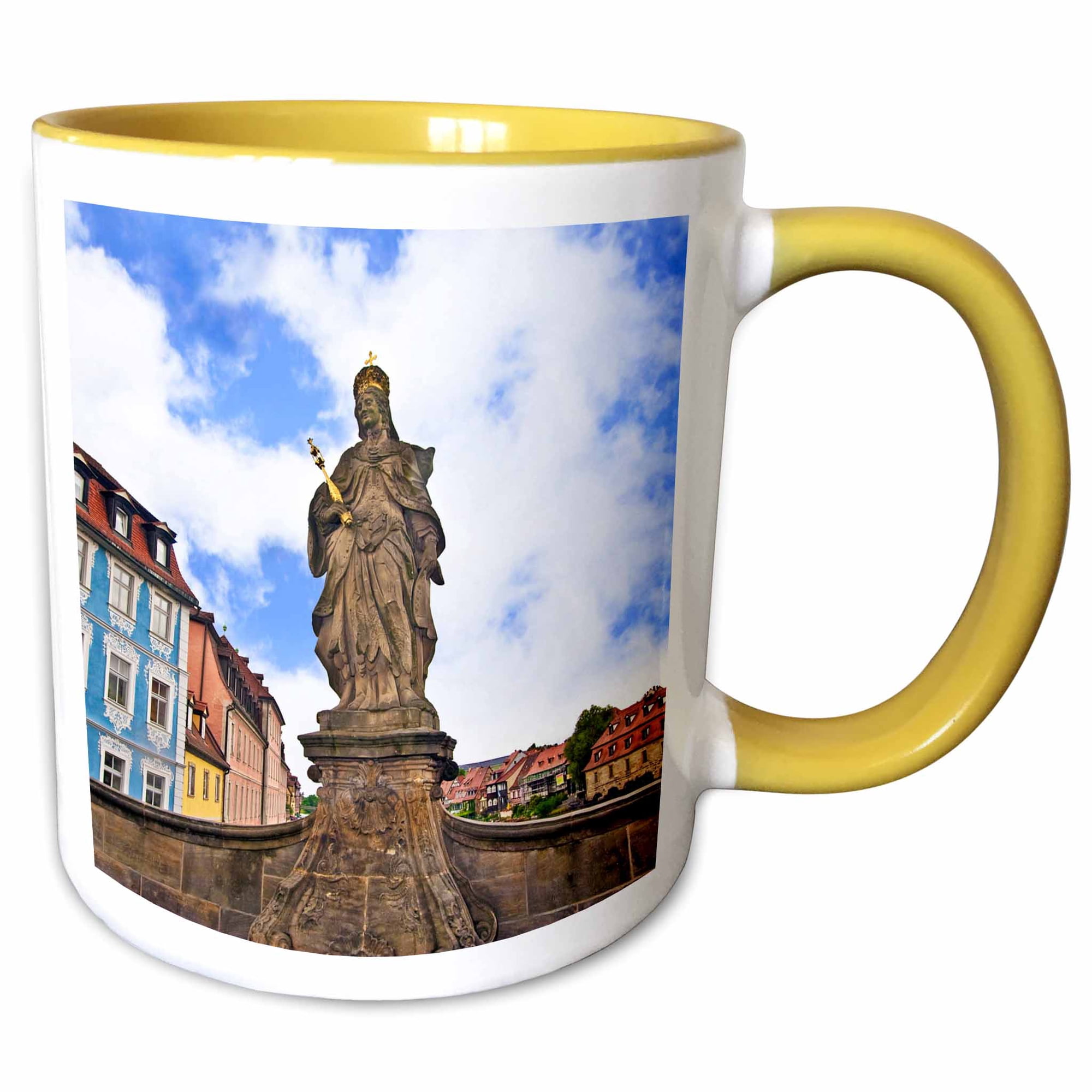 3drose, Queen Kunigunda Statue, Regnitz River, Bamberg Germany - Eu10 Mgl0220 - Miva Stock, 11oz Two-tone Yellow Mug