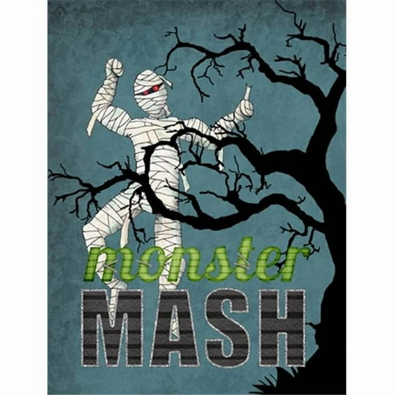 Monster Mash with Mummy Halloween Flag Canvas House Size