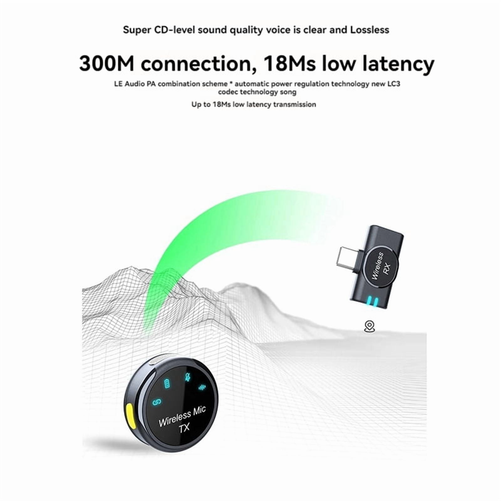 Magnetic Wireless Lavalier Microphone Audio Video Recording Microphone Noise Reduction with Charging Case Type C