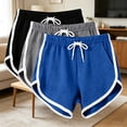 thumbnail image 2 of Raeneomay 3 Pack Women's Cotton Athletic Style Pajama Shorts, Soft Comfy Dolphin Hem Elastic Waist Drawstring Lounge Sleep Shorts with Pockets Plus Size Summer PJ, 2 of 7