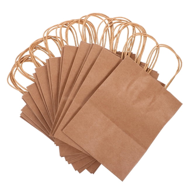 RENACLIPY 20Pcs Kraft Paper Bags for Bread Packing Oilproof Handle Paper Bag Suitable for Snack Storage