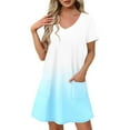 thumbnail image 1 of Vestido Corto de Verano Moda Gradiente Corto de Manga en V Cuello Vestido Casual, Poliéster Ligero de Verano, Lavado de Manos, 1 of 8