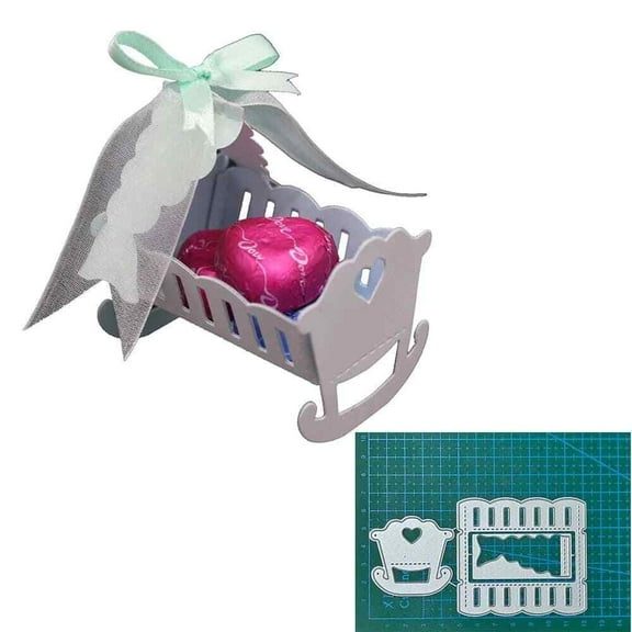 Die Cuts for Card Making, Ouginx Baby Cradle Metal Cutting Dies DIY Die Cutters Die Stencils for Scrapbooking, Embossing & More