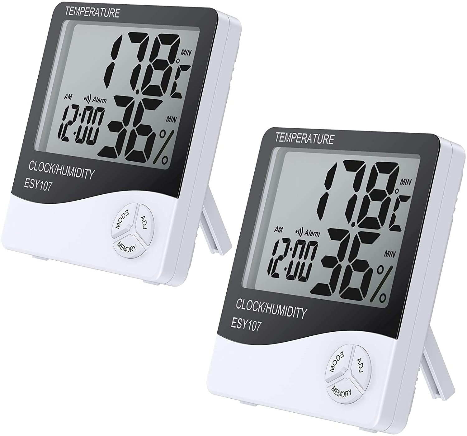 Digital LCD Indoor Thermometer Temperature Hygrometer Humidity Meter Alarm 
