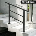 thumbnail image 2 of Outdoor Handrail, 3 Step Stair Handrail, Outdoor Stair Railing Fits 2 to 3 Steps, Wrought Iron Handrail for Concrete Steps, Porch Steps, Easy Assembly, Black, 2 of 6