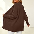 thumbnail image 4 of FRSASU Women's Cardigan Sweaters Knit Open Front Long Sleeve Textured Lightweight Sweater with Pockets Brown, 4 of 9