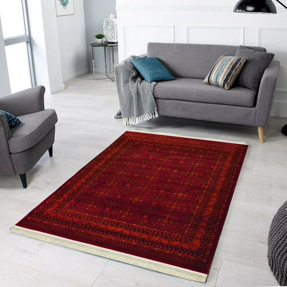 Afghan Red And Black Herati Rug 3'3"X5'