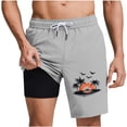 thumbnail image 2 of hlysgo Swim Trunks Men 9 Inch Summer Beach Bathing Suit Short Quick Dry Hawaiian Surfing Board Shorts with Liner Casual Swim Trunks Swimwear Gray XL, 2 of 6