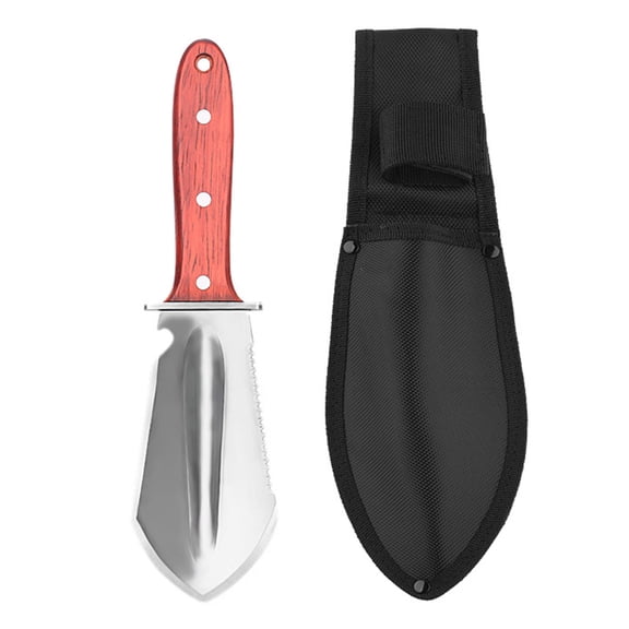tasrioml 4-in-1 Gardening Trowel - Stainless Steel Serrated Cutter with Wood Handle & Sheath